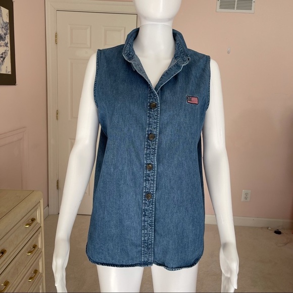 Marsh Landing Blues Women’s Denim Sleeveless Top size Large - Picture 4 of 11